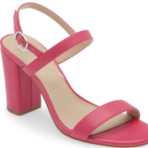 Bright Pink BP Strappy, Block Heels w/ Buckle to Fasten - Picture 1 of 7